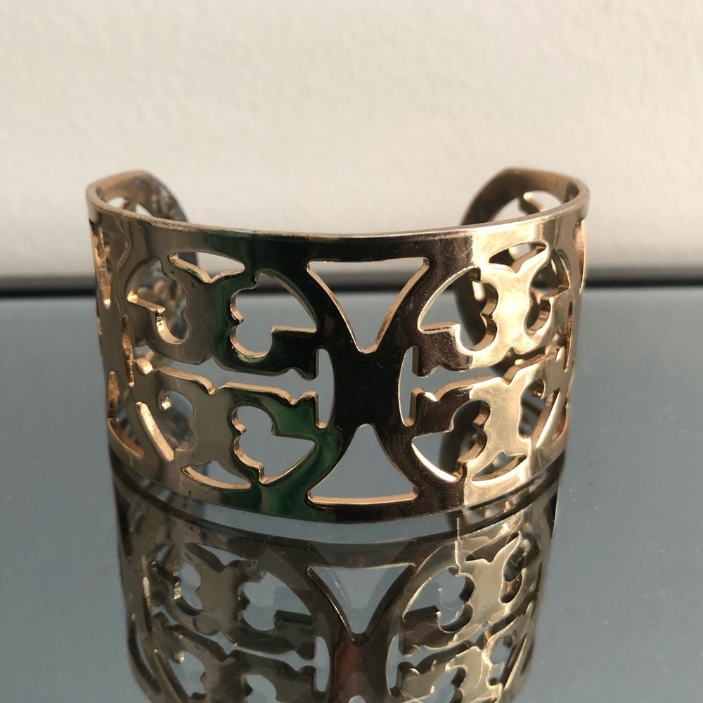 Large Wide Cuff Bracelet - gold color